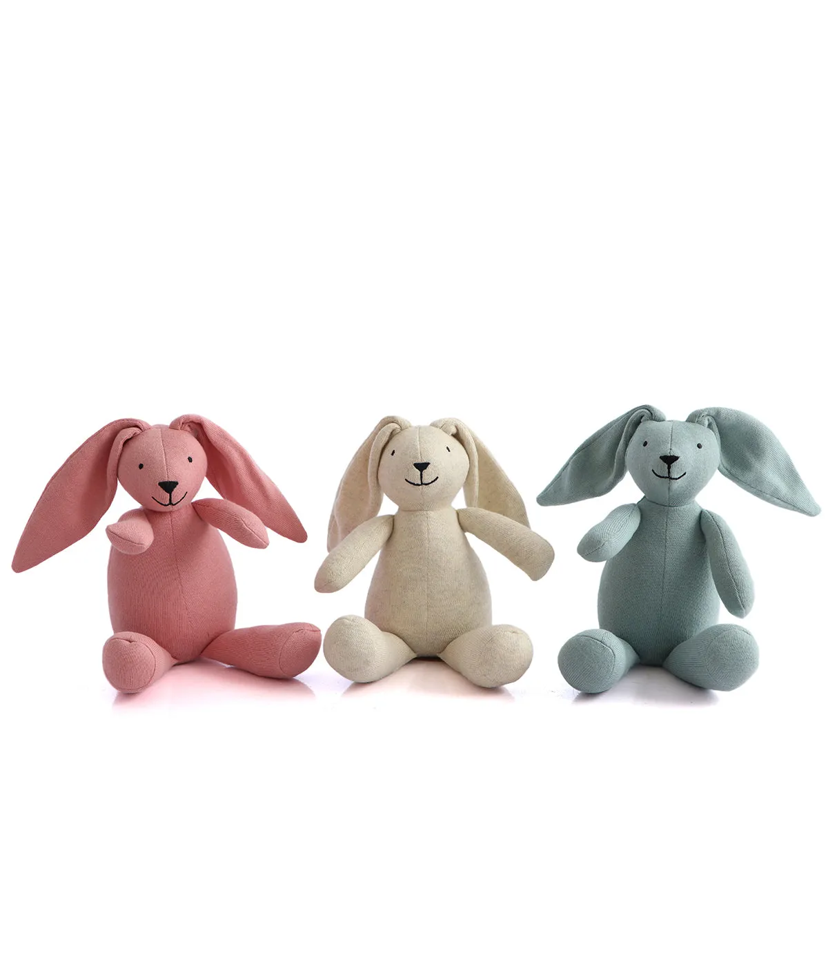 Rabbit Dull Blue 100% Cotton Knitted Stuffed Soft Toys for Babies / Kids