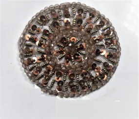 Round Sequins/Beaded Patch 3.50" - 1 Piece |Circular Beaded Sequins With Rhinestone Applique |  Round Beaded Sequins Patch