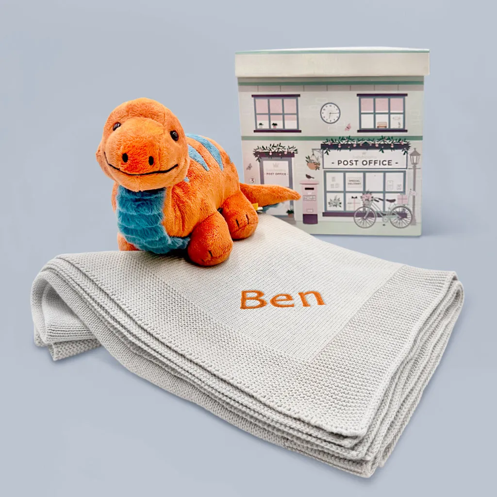 Steiff Bronko Brontosaurus with Personalised Blanket Gift Set