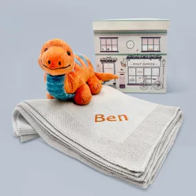 Steiff Bronko Brontosaurus with Personalised Blanket Gift Set