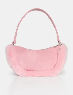 The Kinley Pink Suede Faux Fur Shoulder Bag