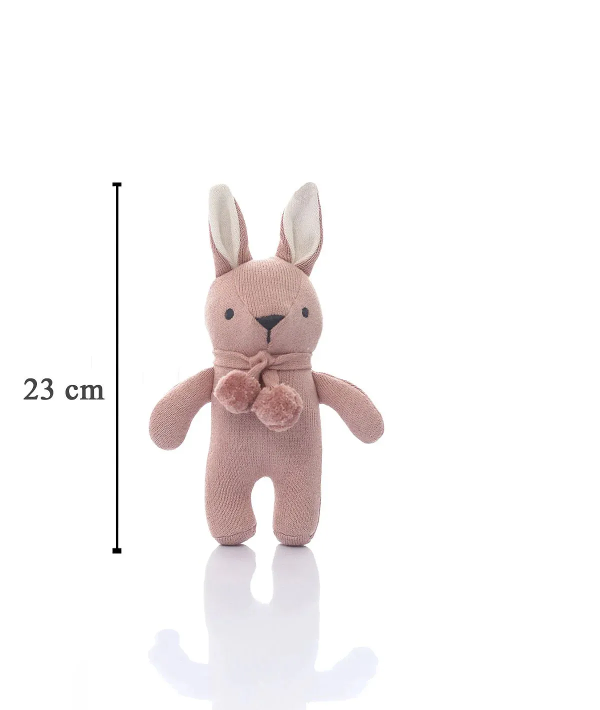 Toto Bear Cotton Knitted Stuffed Soft Rattle Toy (Pink Melange & Natural)