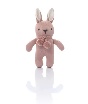 Toto Bear Cotton Knitted Stuffed Soft Rattle Toy (Pink Melange & Natural)