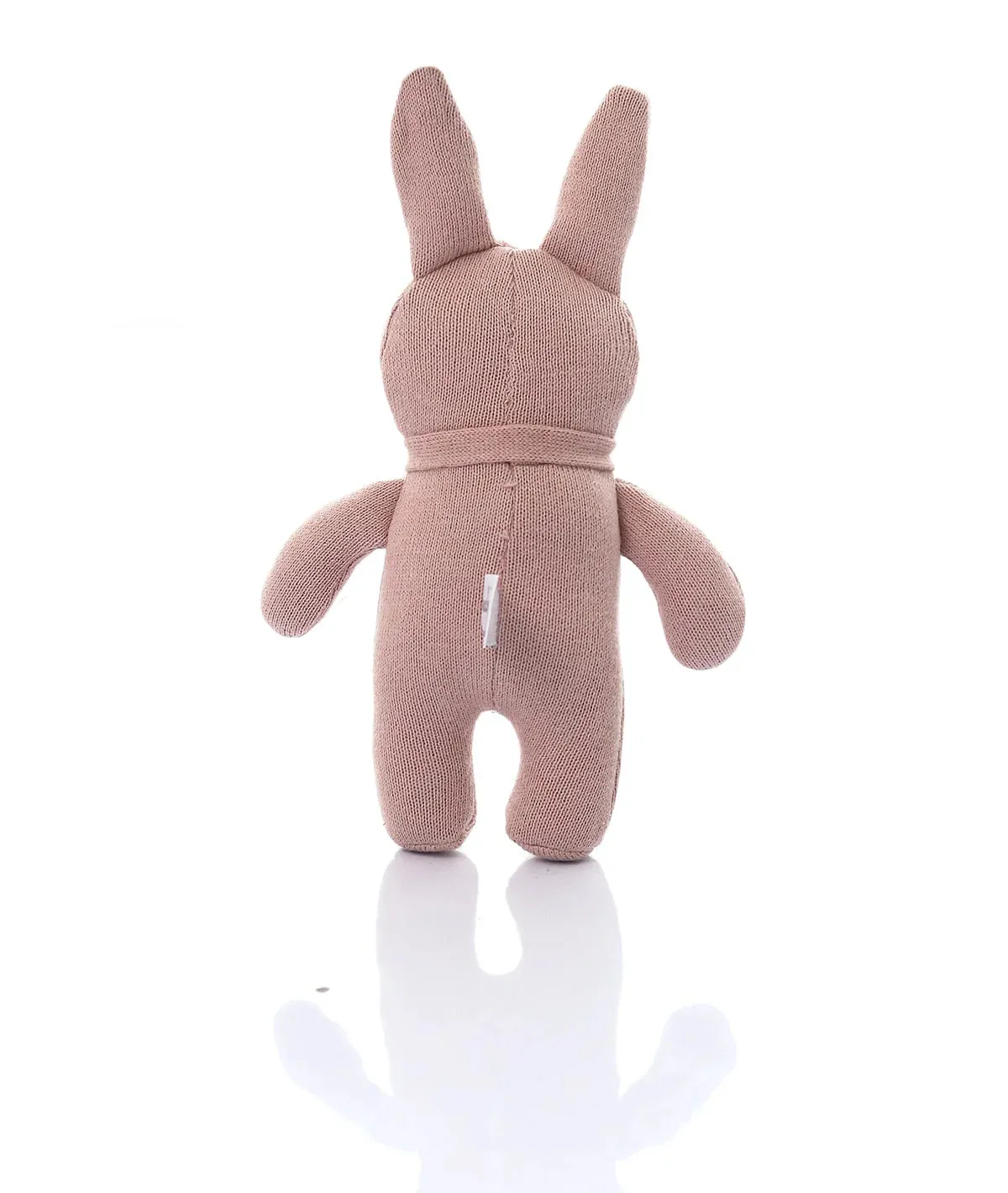 Toto Bear Cotton Knitted Stuffed Soft Rattle Toy (Pink Melange & Natural)