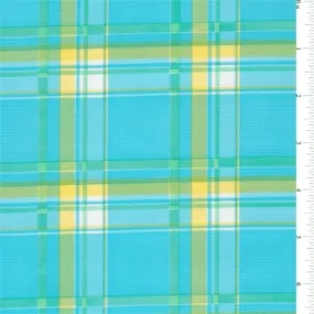 Turquoise Plaid Oilcloth Roll Fabric