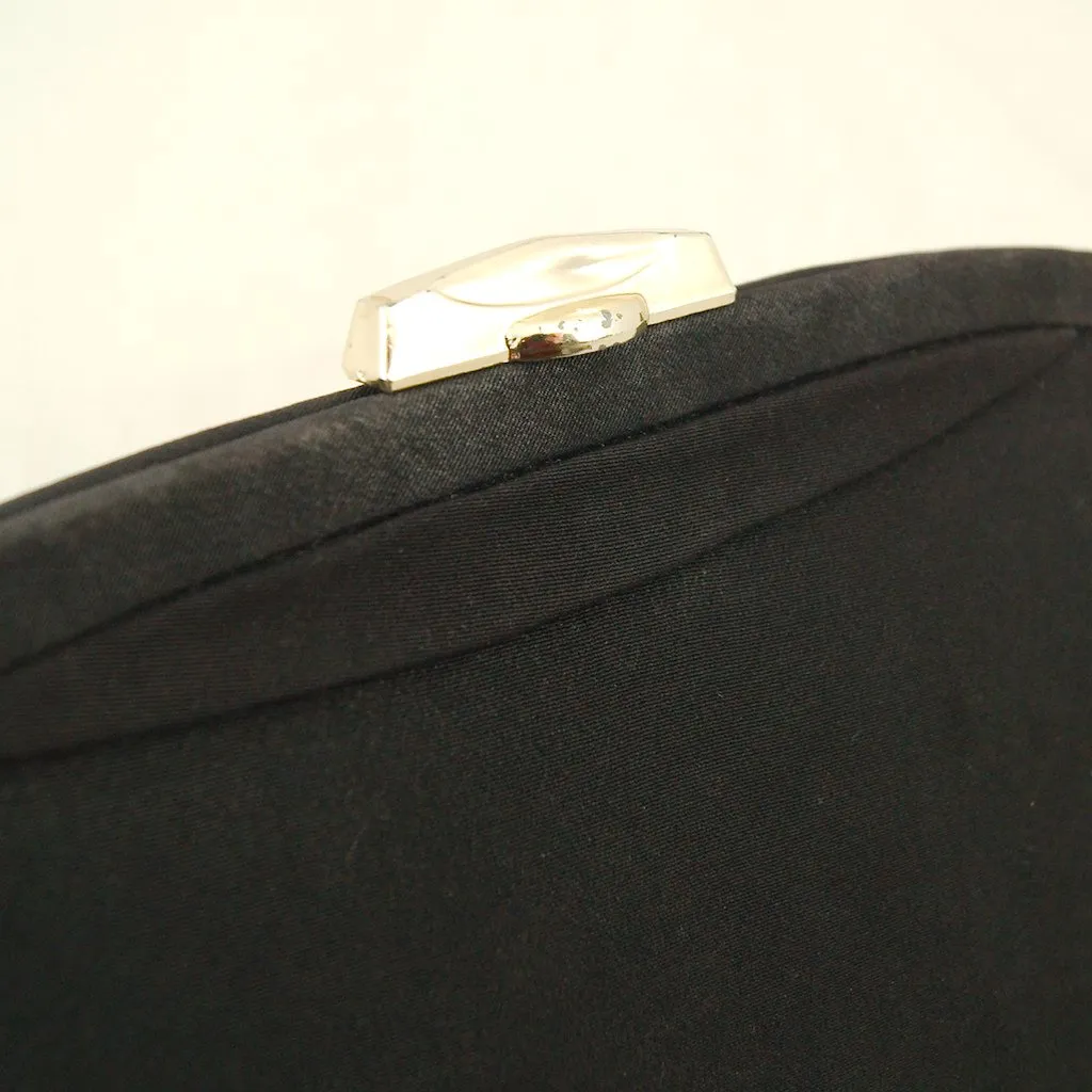 Vintage 1950s Black Fabric Clutch Bag
