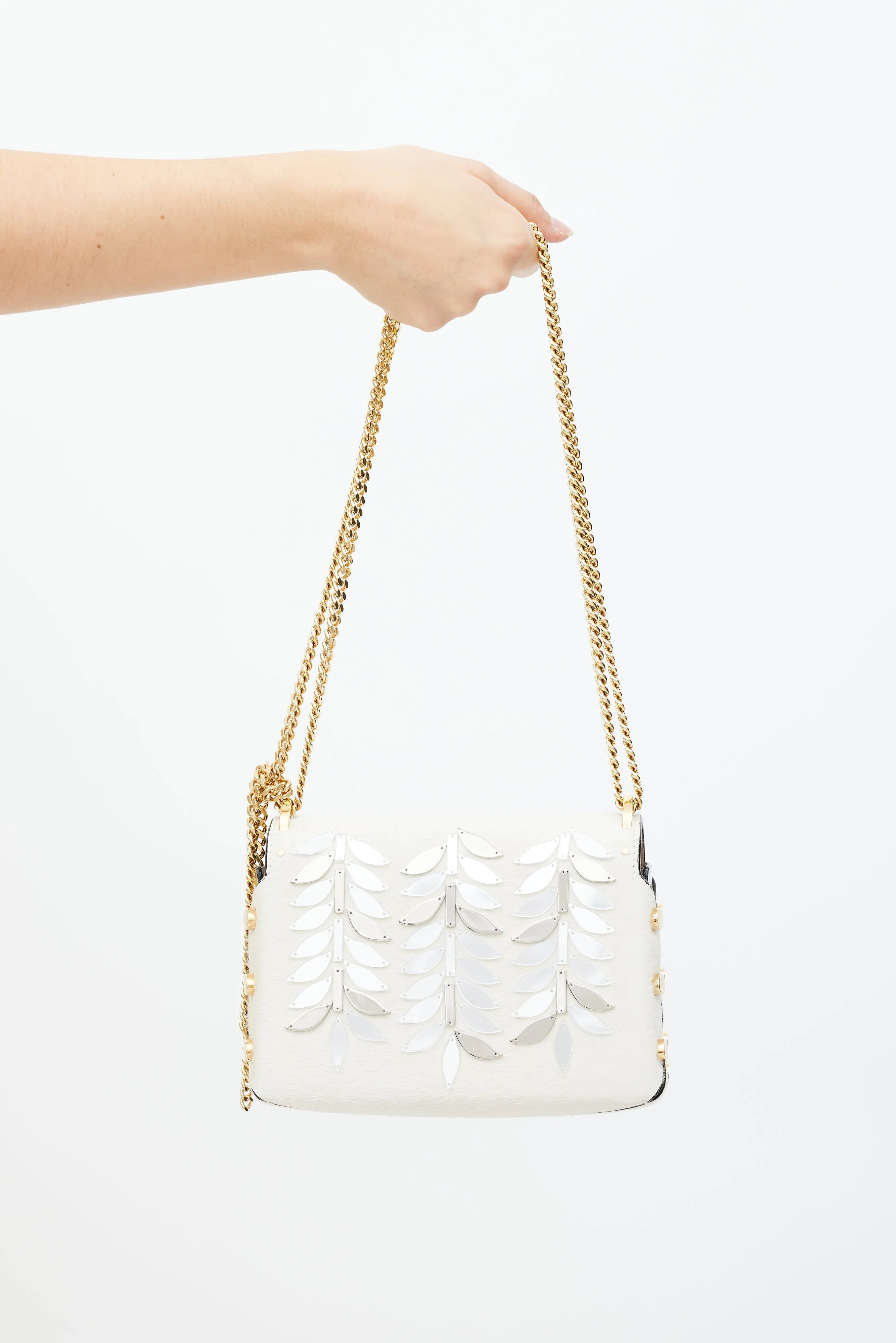 White & Gold Lockett Textured Bag