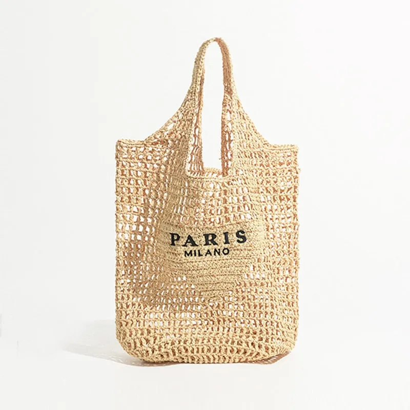 Women Plaited Raffia Straw Bag