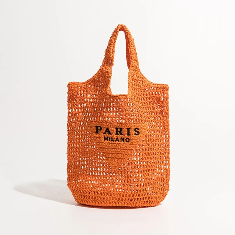 Women Plaited Raffia Straw Bag