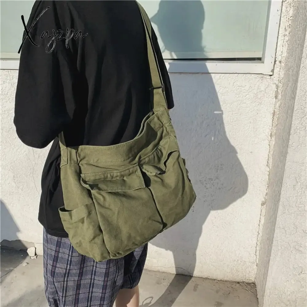 Xajzpa - Women for Vintage Satchel Casual Canvas Female Luxury Designer Handbag Solid Large Capacity Shoulder Bags School Messenger Bags