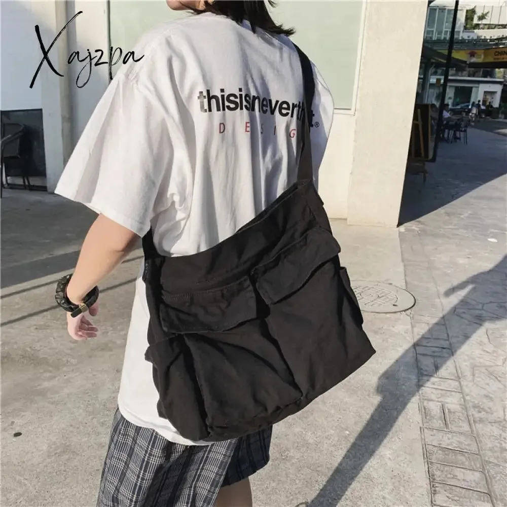 Xajzpa - Women for Vintage Satchel Casual Canvas Female Luxury Designer Handbag Solid Large Capacity Shoulder Bags School Messenger Bags